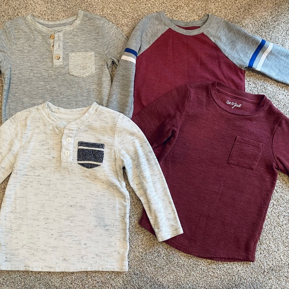 Cat & Jack long sleeve toddler 3T boy bundle (4 long sleeve toddler shirts )